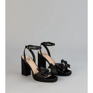 RSVP Luxe Rhinestone Bow Satin Heels