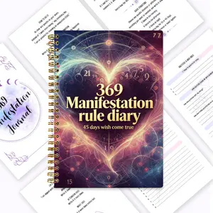 369 Manifestation All-Purpose Manual, Cosmic Energy Awakening Program Manual, Numerology + Law of Attraction, Multi-functional Gratitude Journal, Emotional Healing & Self-Care, Spiritual Rituals, 45-Day Wish Fulfillment Progression, Daily 3/6/9 Writing Ta