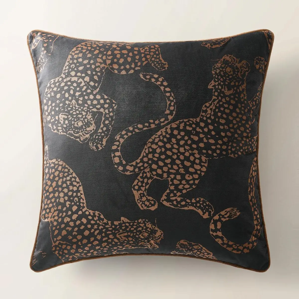 Z Gallerie Leopardi 22-in Reversible Feather Down Cushion - Black and Rust Dual-Side Pillow for Bedding & Soft Furnishings, Black And Rust Cushion, Reversible Cushion Soft Cushioning