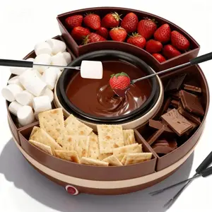 XMSJ Chocolate Fondue Machine 4 Section Electric Warmer