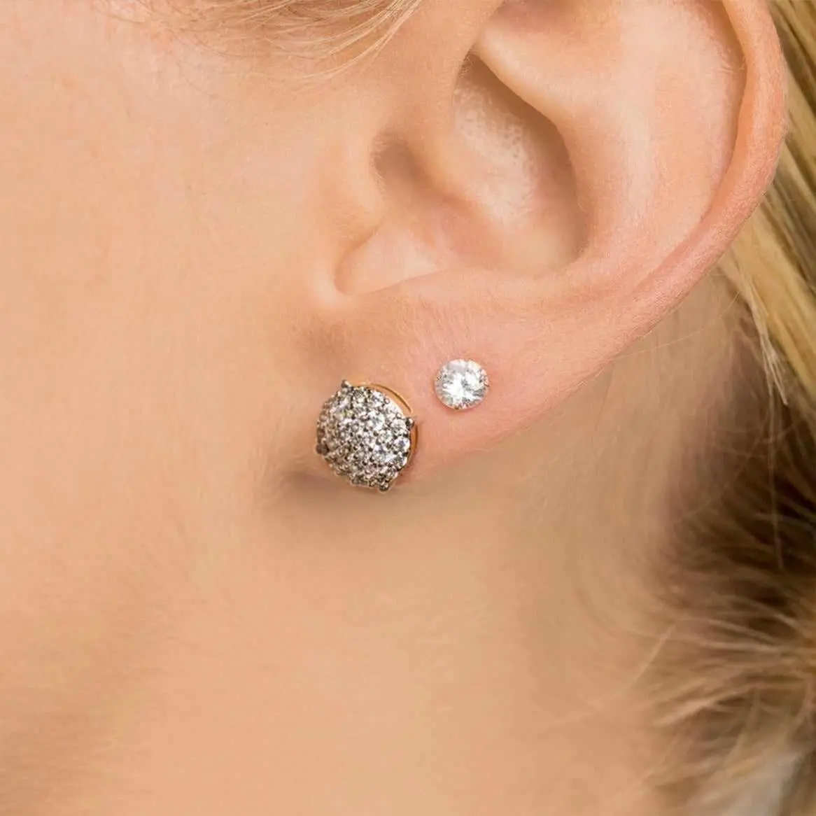 GLD 10mm Pave Set Stud Earrings in Yellow Gold - Perfect Gift