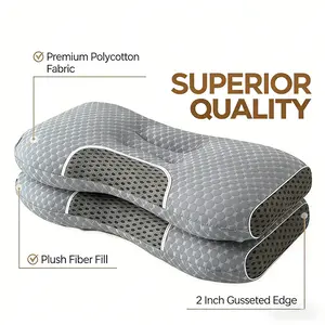 Luxury Hotel Quality Pillows Set of 2, Large Brushed Fabric, Suitable for Back Stomach Side Sleepers, 16.5x25.5 Inches