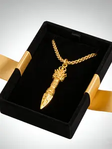 New Arrival 24k Gold Plated Feng Shui Wealth Pendant Necklace, 23.6 Inch Dragon Bone Chain, Unisex Personalized Jewelry Gift, Statement Necklace