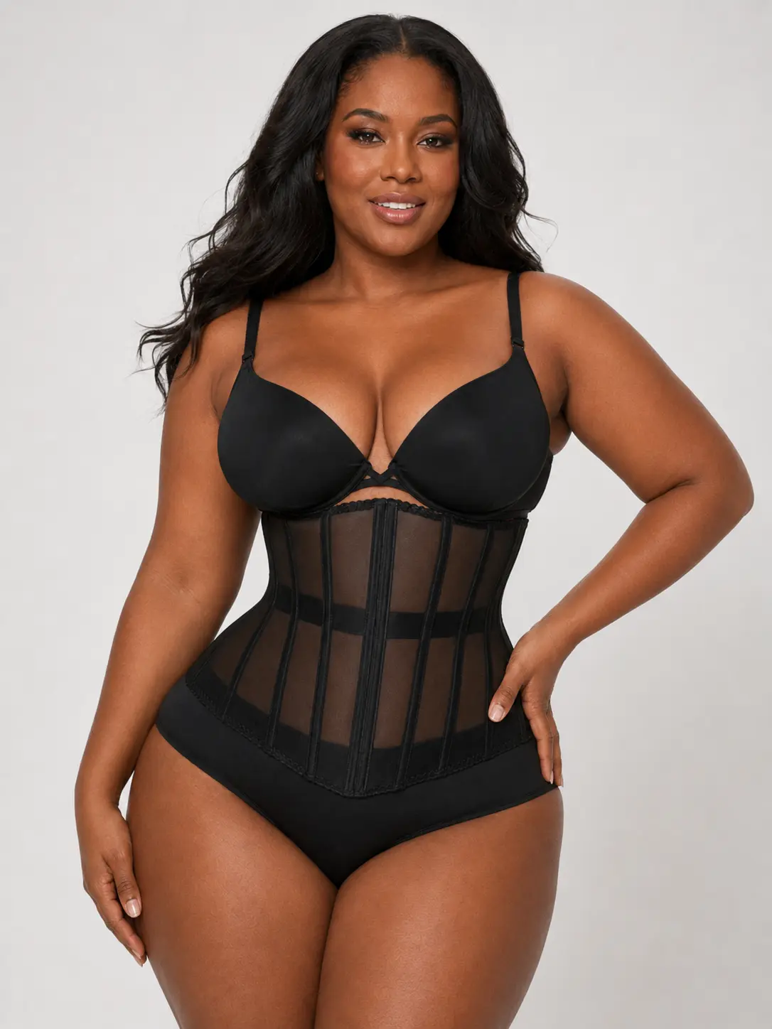 Sculpt Touch Mesh Corset Waist Trainer for Women Lace Up Back Underbust Corset Shapewear Waist Cincher Tummy Control Bustier