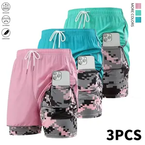 Women’s 3-piece shorts set — everyday casual and athletic/fitness shorts; women’s summer shorts with built-in liner | Gift for her