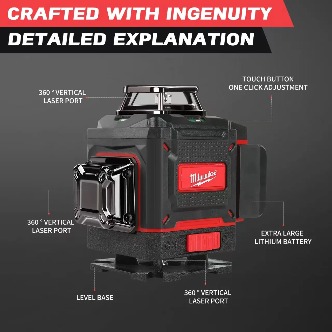 Milwaukee Degree Vertical Cross Laser Level 360 Green Beam  Horizontal And Vertical Rechargeable green laser level tools