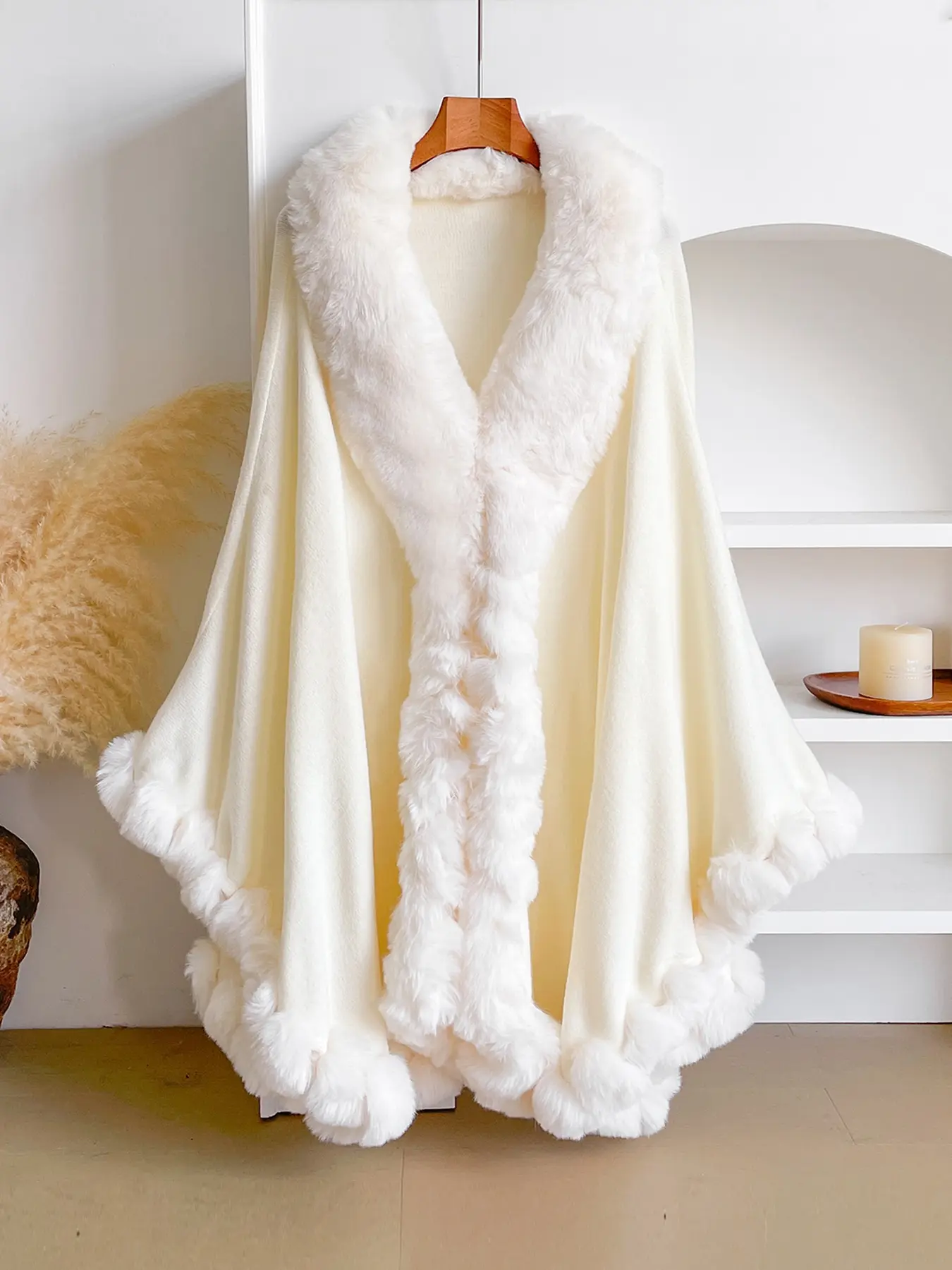 Women's Elegant Faux Fur Shawl Wrap, Ideal for Air-Conditioned Rooms, Warm and Comfortable for Home and Parties, Fall & Winter Fashion