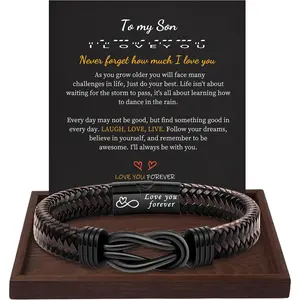 Fathers Day Gift, Gifts for Men Morse Code Bracelets for Men 2026 Graduation Gifts Mens Bracelet for Him Boyfriend Husband Leather Bracelet Motivational Birthday Jewelry Stocking Stuffers