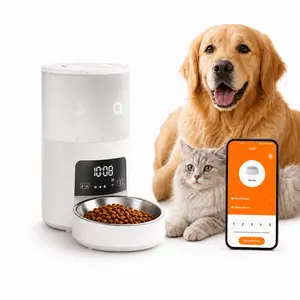 Smart Automatic Pet Feeder, 3L WiFi Cat & Small Dog Food Dispenser with App Control, Meal Schedule, Portion Control, Voice Recorder, Dual Power & Stainless Steel Bowl