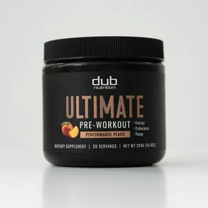 Dub Pre-Workout Dietary Supplement - Peach Flavor, 30 Servings, Fitness Nutrition Pre-Workout Product with B1/B6/B12