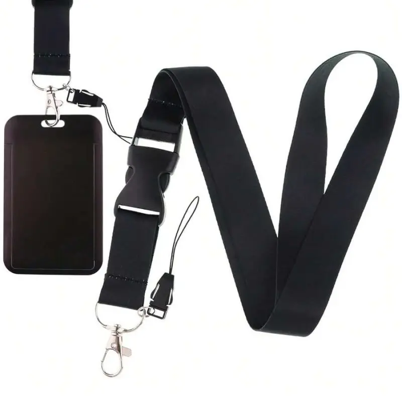 Plain Black ID Lanyard Badge Holder Cool Key Lanyard For Men Women Name Tag Lanyards For ID Badge Keychain Breakaway Neck Lanyard Strap For Keys,Black, ID Card Holder Lanyards With ID Holder