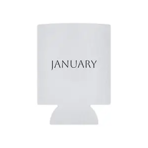 Minimal Text 'January' Can Cooler | Personalized Year '1995' Can Cooler