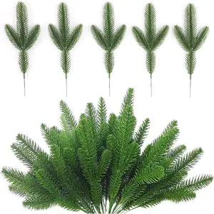 Artificial Pine Branch, 20pcs/set Faux Pine Needle Greenery Pine Pick, DIY Christmas Wreath Embellishing and Garden Decor, Fake Plant Decoration