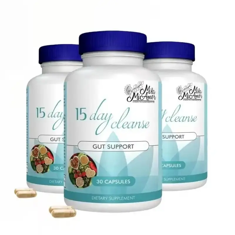 （Flash Sale）Mila McAnner 15 Day Cleanse Gut and Colon Support Caffeine Free Advanced Formula with Senna Cascara Sagrada Psyllium Husk Non-GMO Probiotics 30 Capsules