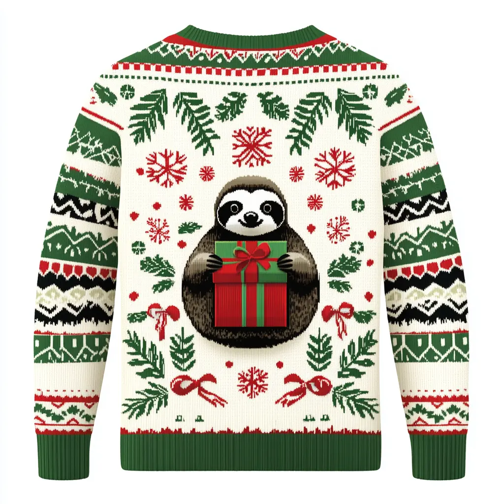 Get Festive with Our Sloth Ugly Christmas Sweater | Funny Holiday Sweater for Men, Women & Kids | Perfect for Holiday Parties & Family Gatherings!