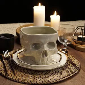 Skull Bowl Vintage Gothic Style Pasta Bowl, Creative Candy Bowl for Home Bar, Unique Decorative Aesthetic Tableware