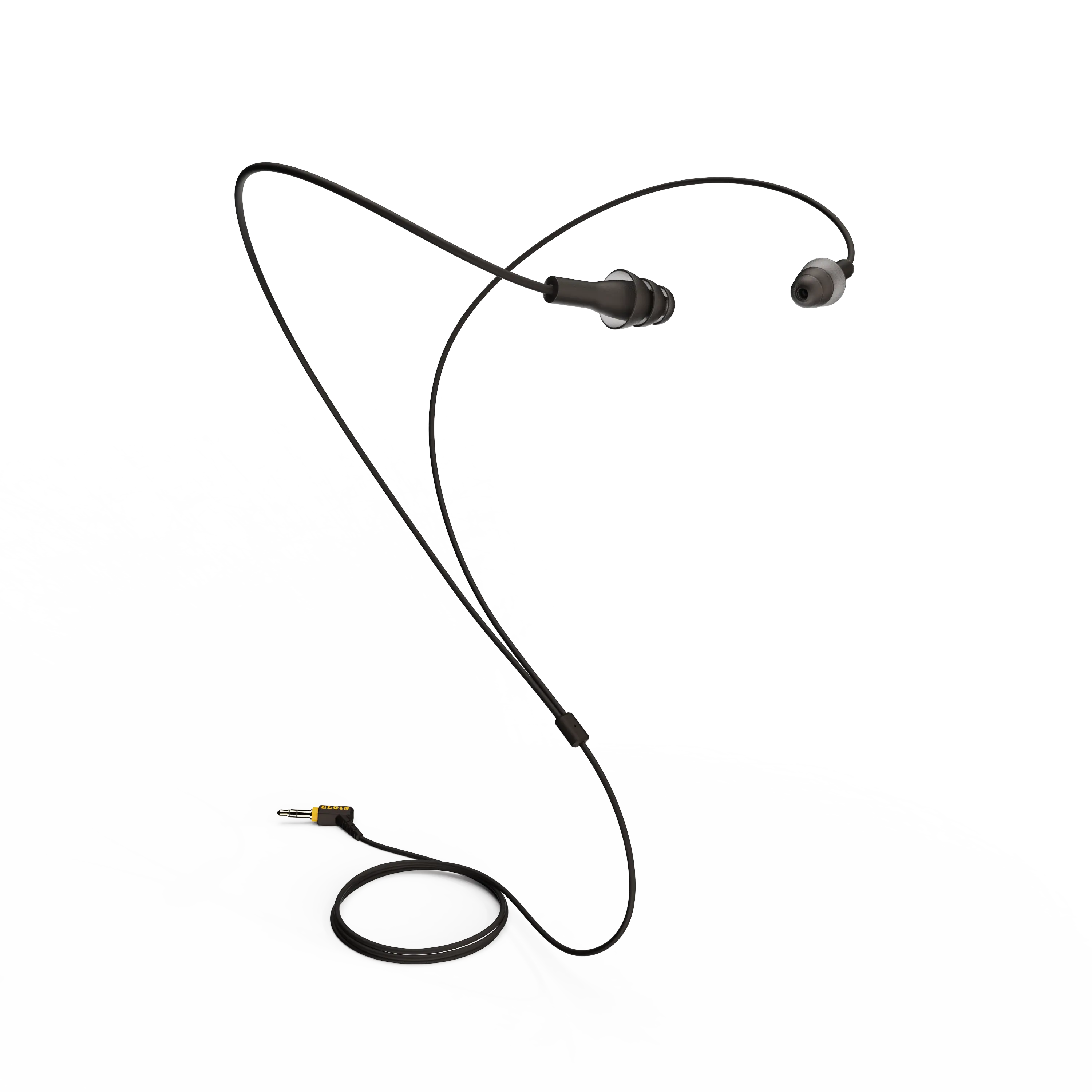 Elgin Ruckus Black Silicone In-Ear Wired Earphones - 3.5 mm Analog Jack, 25 dB NRR OSHA-Compliant Noise Cancellation Earplug, Kevlar Cable, Full Dynamic Audio for Hard at Work Leaf Blower Hearing Protection
