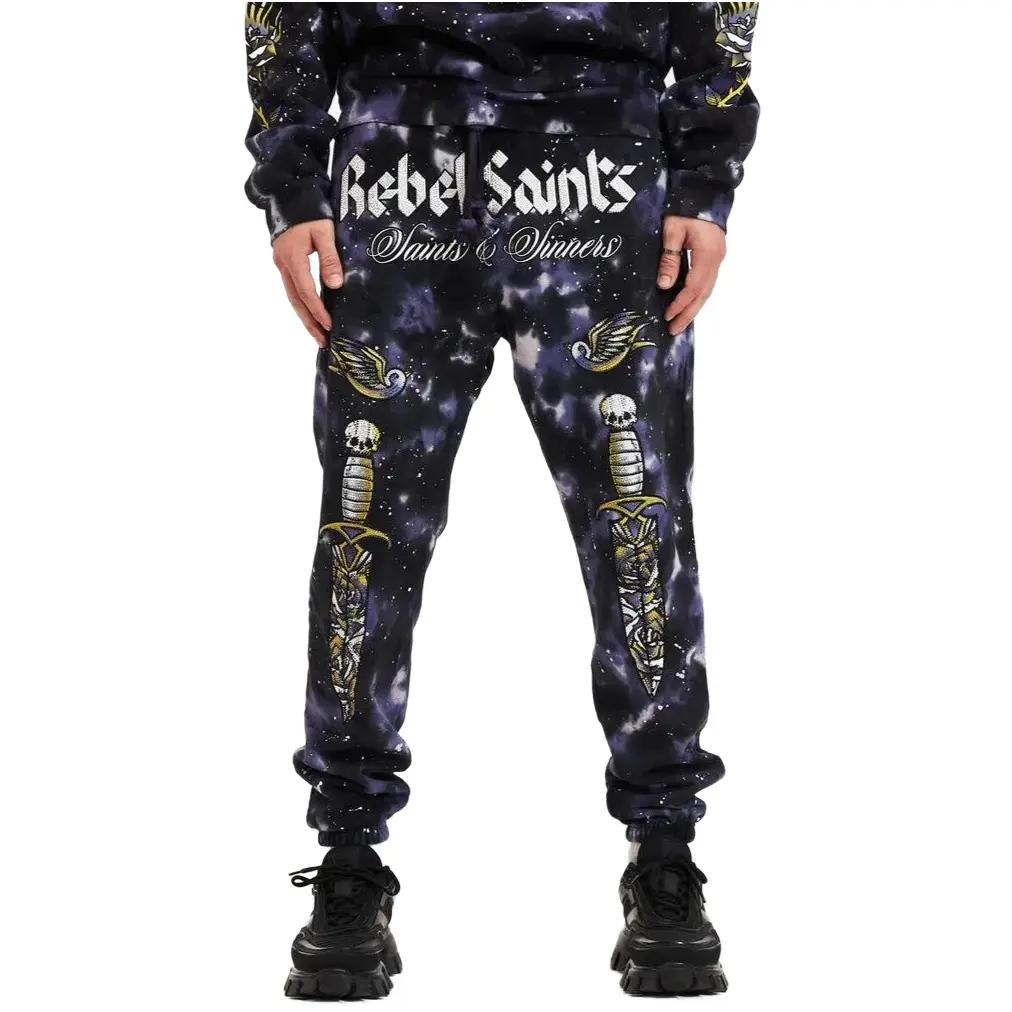 Affliction Rebel Saints Men's Fitted 2x-3x Casual Athletic Joggers - 100% Cotton, Stylish, Soft, Sacrifice Galaxy Heavyweight Sweatpants