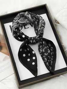 Cashew Satin Small Square Scarf Tie Belt Set, Multifunctional Boho Necktie for Men & Women, High-Quality Fashion Accessory