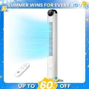 SummerWins [Limited Stock] Antarctic Star T42 Tower Fan for Bedroom, 2026 Upgraded DC Motor, 26ft/s High Velocity, 22dB Ultra Quiet Standing Fan, 6 Speeds 4 Modes, 90° Oscillating Bladeless Fan with 9H Timer, Floor Fans with Remote, White