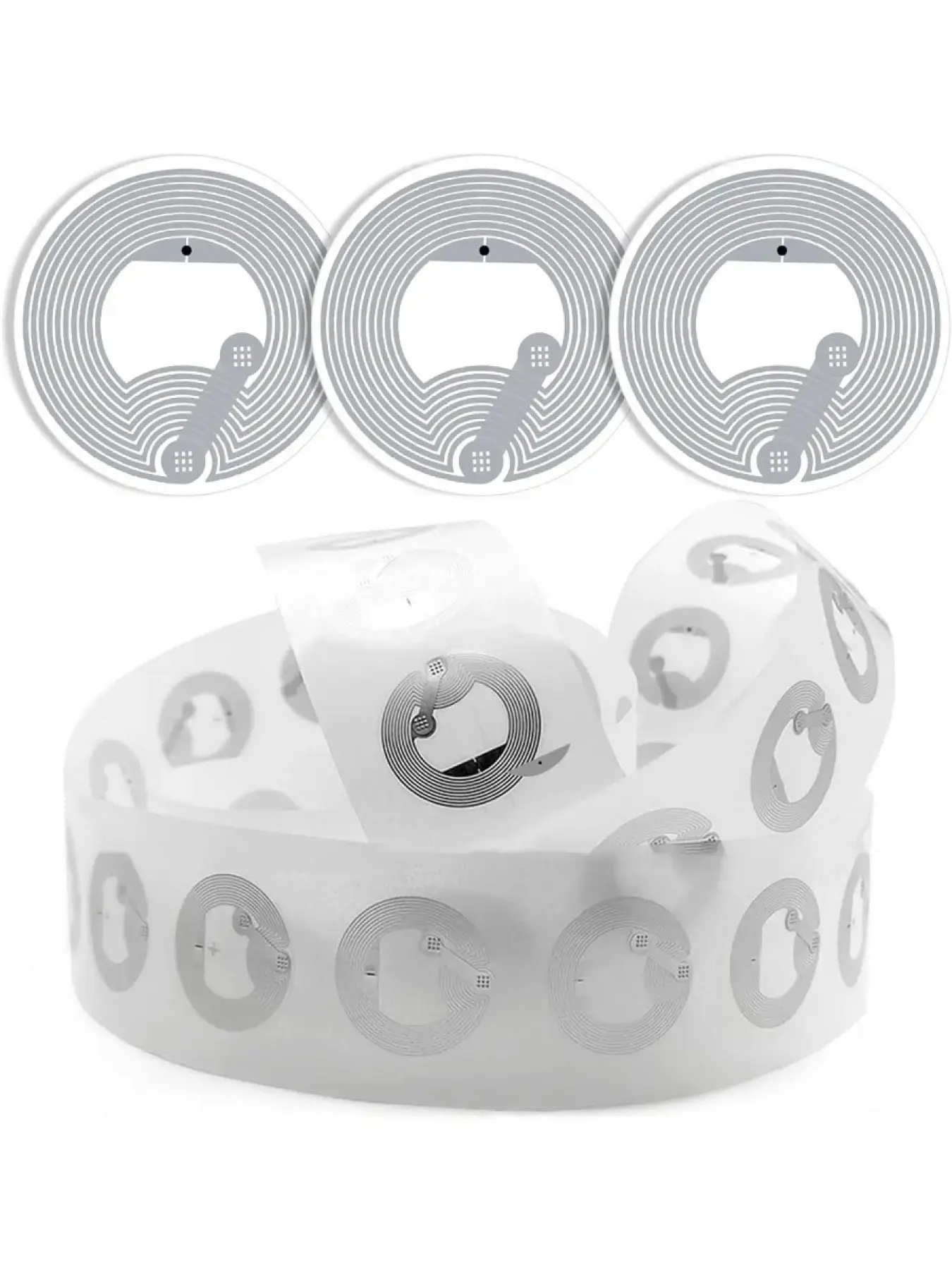 50-Pack NTAG213 NFC Tags, Blank Round White Coin Cards and Stickers, Rewritable 13.56MHz for All NFC-Enabled Smartphones and Devices, modern trendy polished musthave essential silhouette timeless