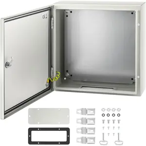 VEVOR NEMA Steel Enclosure, 20 x 20 x 6\'\' NEMA 4X Steel Electrical Box, IP66 Waterproof & Dustproof, Outdoor/Indoor Electrical Junction Box, with Mounting Plate