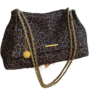Women’s Stylish Faux Suede Leopard Print Purse Shoulder Bag - 4-Piece Set with Roomy Large-Capacity Design, Elegant Chain Strap, Soft Casual Daily Commute Gear (Includes Phone Bag, Coin Purse, Cosmetic Pouch)