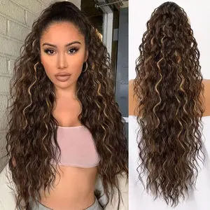 ZIHAN 30 Inch Long Brown Curly Ponytail Extension for Women Synthetic Layered Hairpieces with Claw Clip Lightweight & Secure Fixation Perfect for Daily Weddings & Parties hair wavy