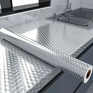 Modern Kitchen Aluminum Foil Wall Stickers - Self-Adhesive, High-Temperature Resistant, Oil-Resistant, Waterproof for Stoves and Interior Walls