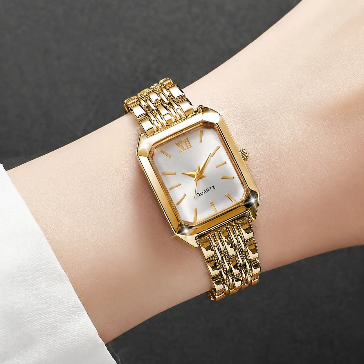 Elegant Fashion Quartz Watch for Women, 2026 New Chic Wristwatch with Box, Stylish Analog Scale Square Watch, Trendy All-match & Exquisite for Party, Daily Outfits, Birthday & Holiday Gifts, Stackable Jewelry Accessories