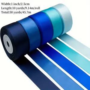 Silk-Like Satin Ribbon Set, 5 Rolls X 9.14m, Total 45.72m, Perfect for Crafts, Gift Wrapping Supplies, Hair Accessories, Wedding Bouquets