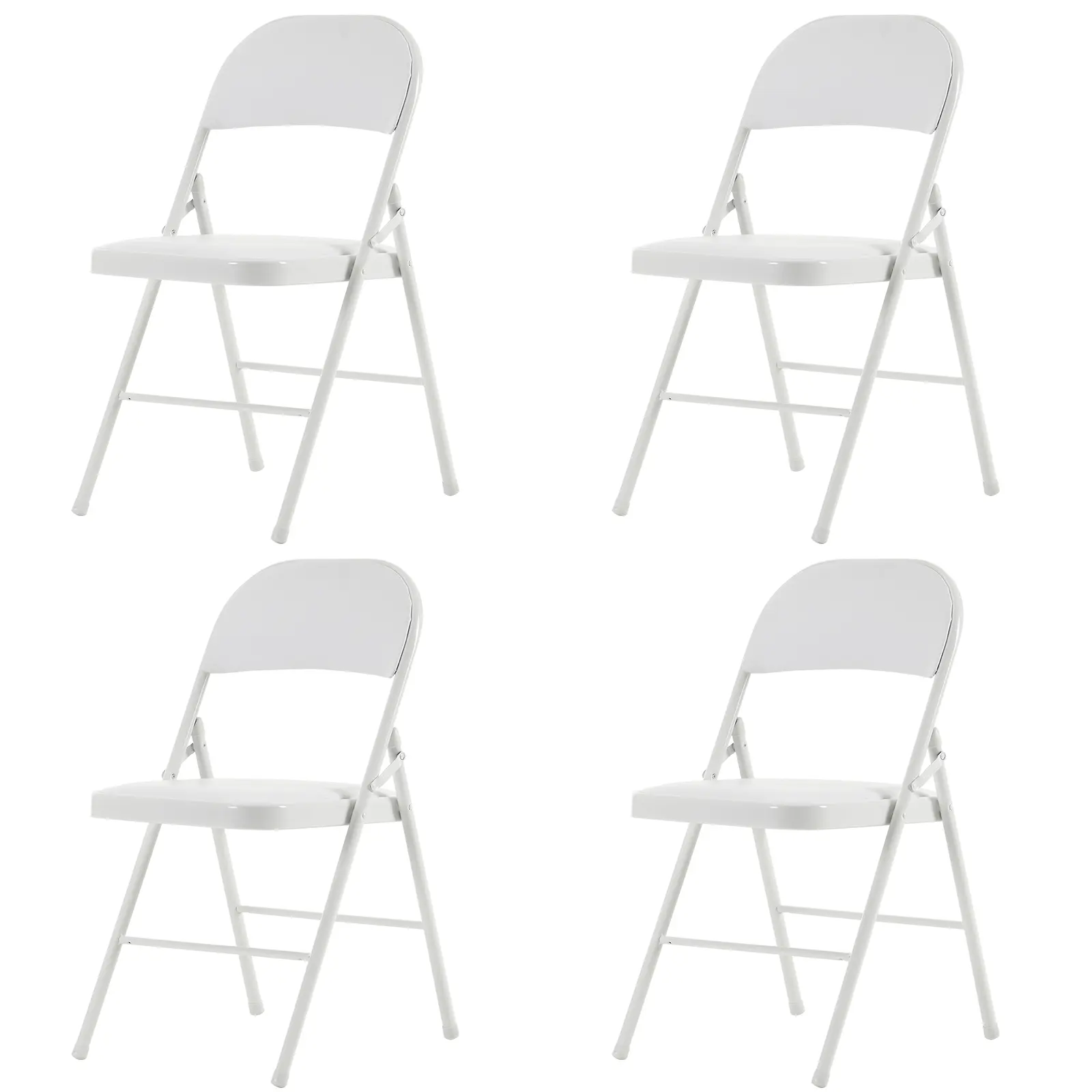 4 Pack Elegant Foldable Iron Frame Chairs With Soft PVC Padded Seat & Backrest, Lightweight Portable Stackable Folding Seating Chairs For Convention, Exhibition, Wedding Banquet Meeting Indoor Dining Use