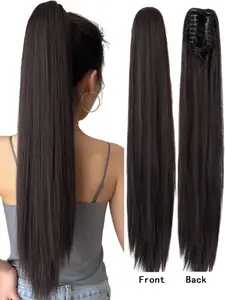 28 inch Clip in Ponytail Long Straight Synthetic Hair Ponytail Smooth Straight Heat Resistant, Heat Friendly Synthetic Fiber Hair Pony Tail Clamp on Ponytail Claw Clip Long Pony Extension For Women Daily Use Synthetic Extensions Soft Hairpieces