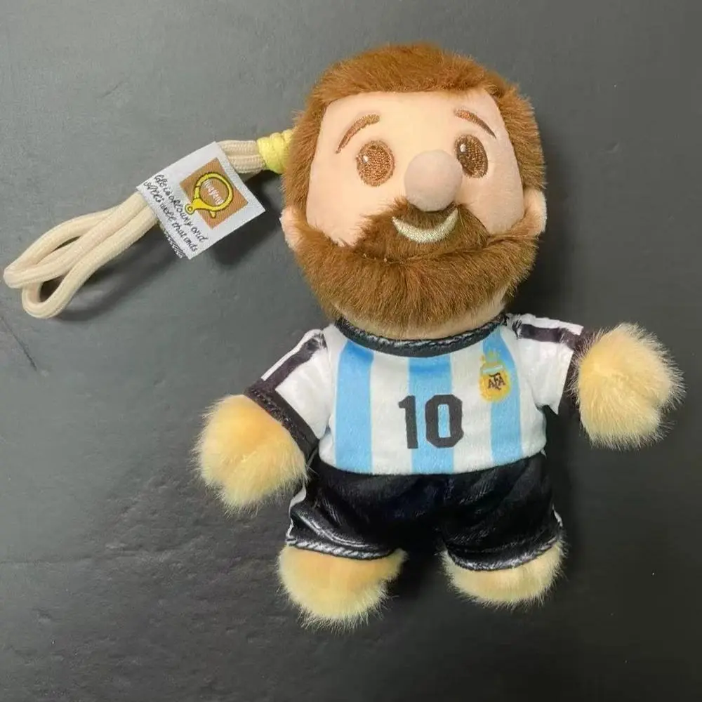 17CM Messi Plush Doll Cute Football Star Fluffy Toy Stuffed Keychain Pendant for Fans Holiday Birthday Gift