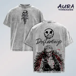 Donquixote Doflamingo Smiles Are In Graphic Tee, Vintage Washed One Piece Anime Shirt, Heavenly Demon Design with Dark Aura Illustration, Heavyweight Cotton Unisex Streetwear Top, Gift for One Piece Fans and Anime Lovers