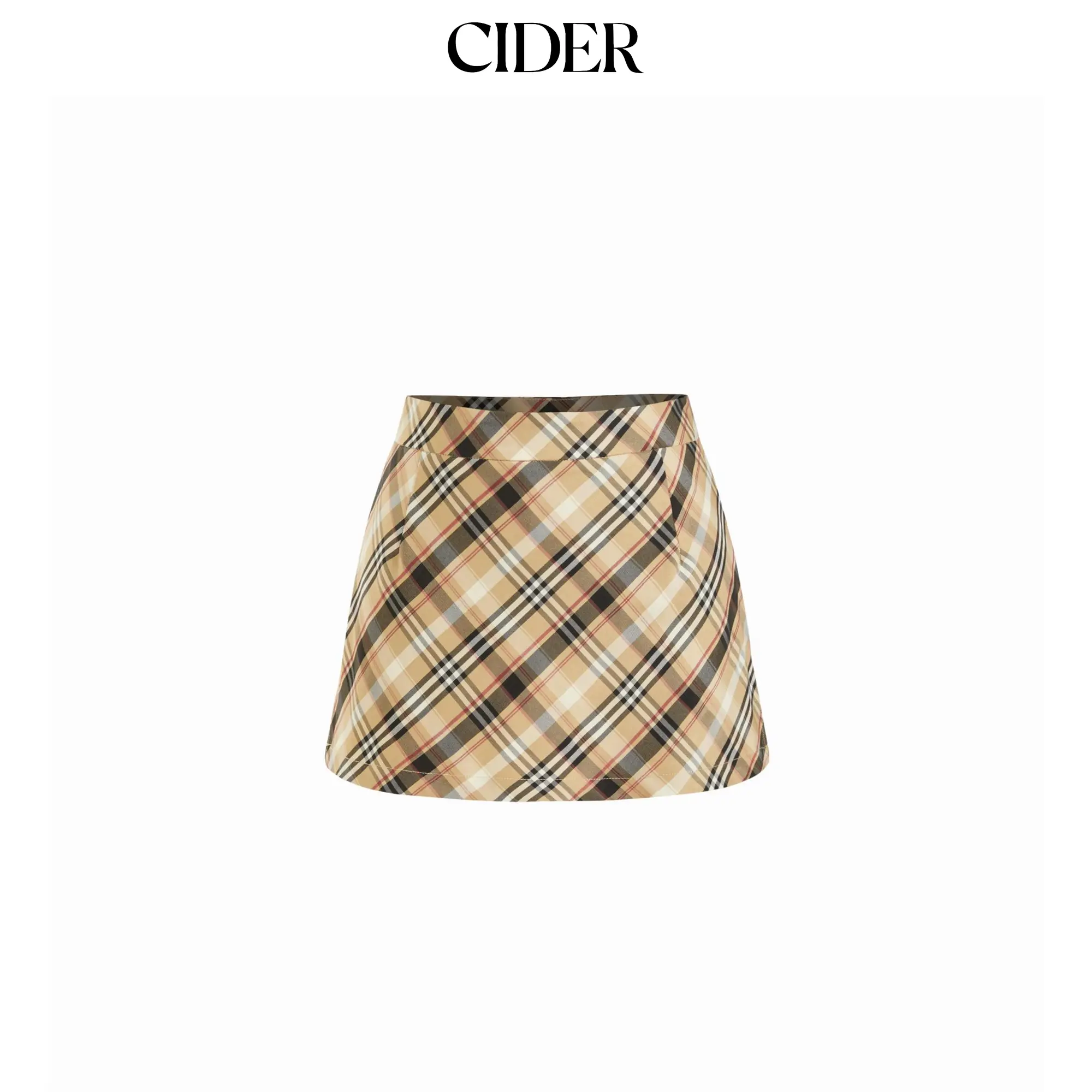 Cider Women's High-Rise Plaid A-Line Zip-Pocket Short-Length Mini Skirt, Women's Bottoms
