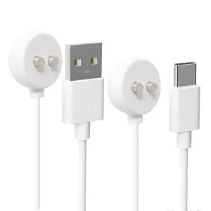 2Pack 6mm  Replacement Charger  with 2 Dots, 2.65ft(80cm) USB-A & USB-C  Port Set to  Cord for Rose Charger Toys,Massagers, Cleansers Electronics (Round-6MM)