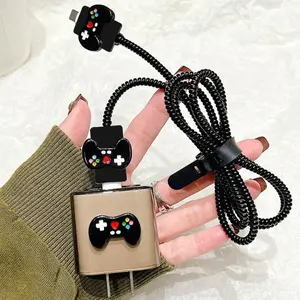 Game Console Design Charger Protective Case, Anti-breakage & Anti-dirt Data Cable Protector, Decorative Charger Cover Compatible with iPhone 20W Charger