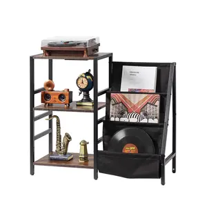 Spring new arrivals Record Player Stand with Charging Station & USB Ports, Holds up to 200 Albums, 3-Tier Turntable Stand with Vinyl Record Storage, Record Player Table with Display Shelf for Bedroom, Living Room