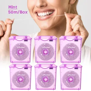 Vaclav 50m/Box Dental Floss Tape High-Tensile Nylon Floss, Deep Cleaning Toothpicks, Smooth Glide Micro-Waxed, Easy Dispensing Box, Dental Care Set Floss Kit