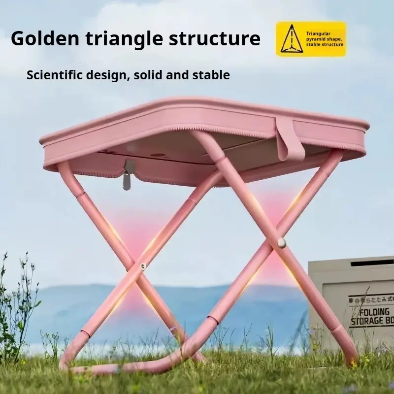 Lightweight Folding Portable Collapsible Camping Stool with Golden Triangle Stable Structure, Pencil Case-Handbag Design, for Camping & Student Queue Use, Portable Collapsible Stool