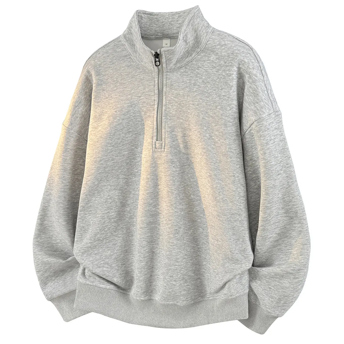 Autumn new solid color lapel knitted sweater, men's loose long-sleeved knitted sports pullover long-sleeved sweater,men's and women's same pullover half-high zipper top, cotton top,casual and versatile street style trend long-sleeved sports sweater
