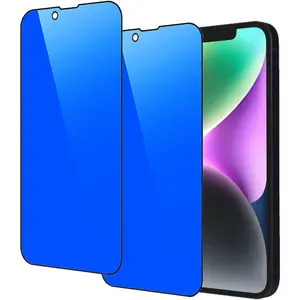2 Piece Privacy Tempered Glass for iPhone 16e / iPhone 13 / iPhone 13 Pro/iPhone 14 6.1 inch Anti-blue Anti-Spy Screen Protector Mirror Blue