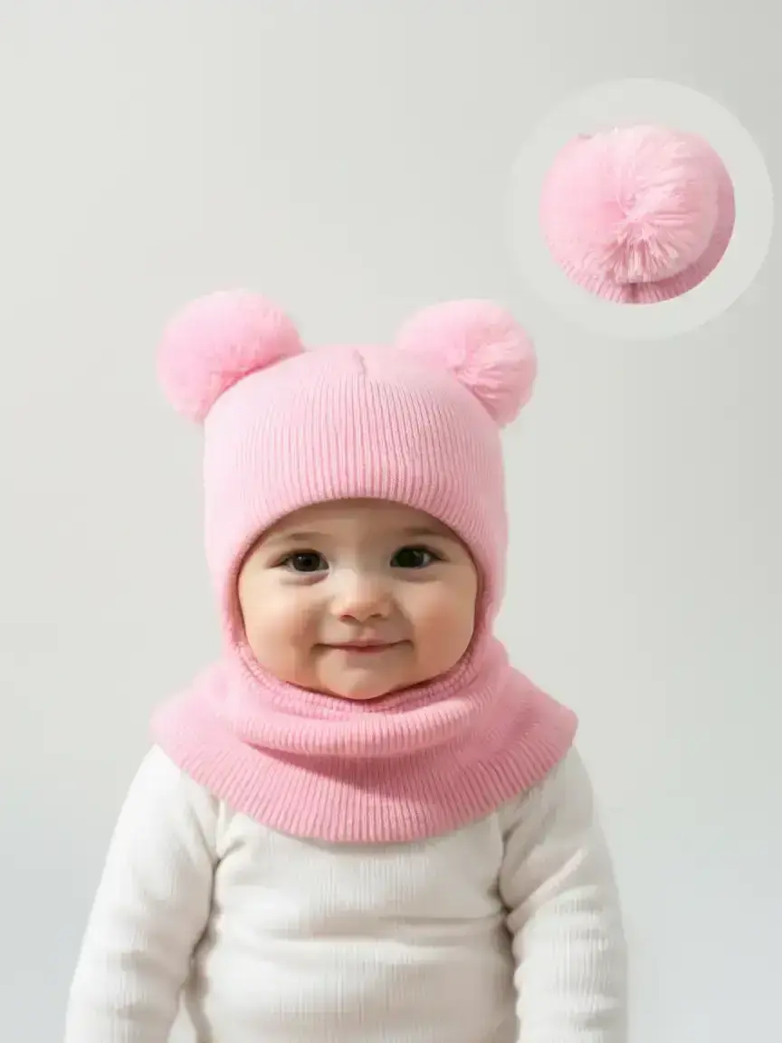 Pom Pom Knit Hat for Babies 1-3 Years Old, Warm Warmer Winter Toddler Beanie for Outdoor Use, Casual Style Daily Cap, Moderate Fabric Thickness, Winter Skull Cap, Knitted Cap, Toddler Hats, Infant Beanie