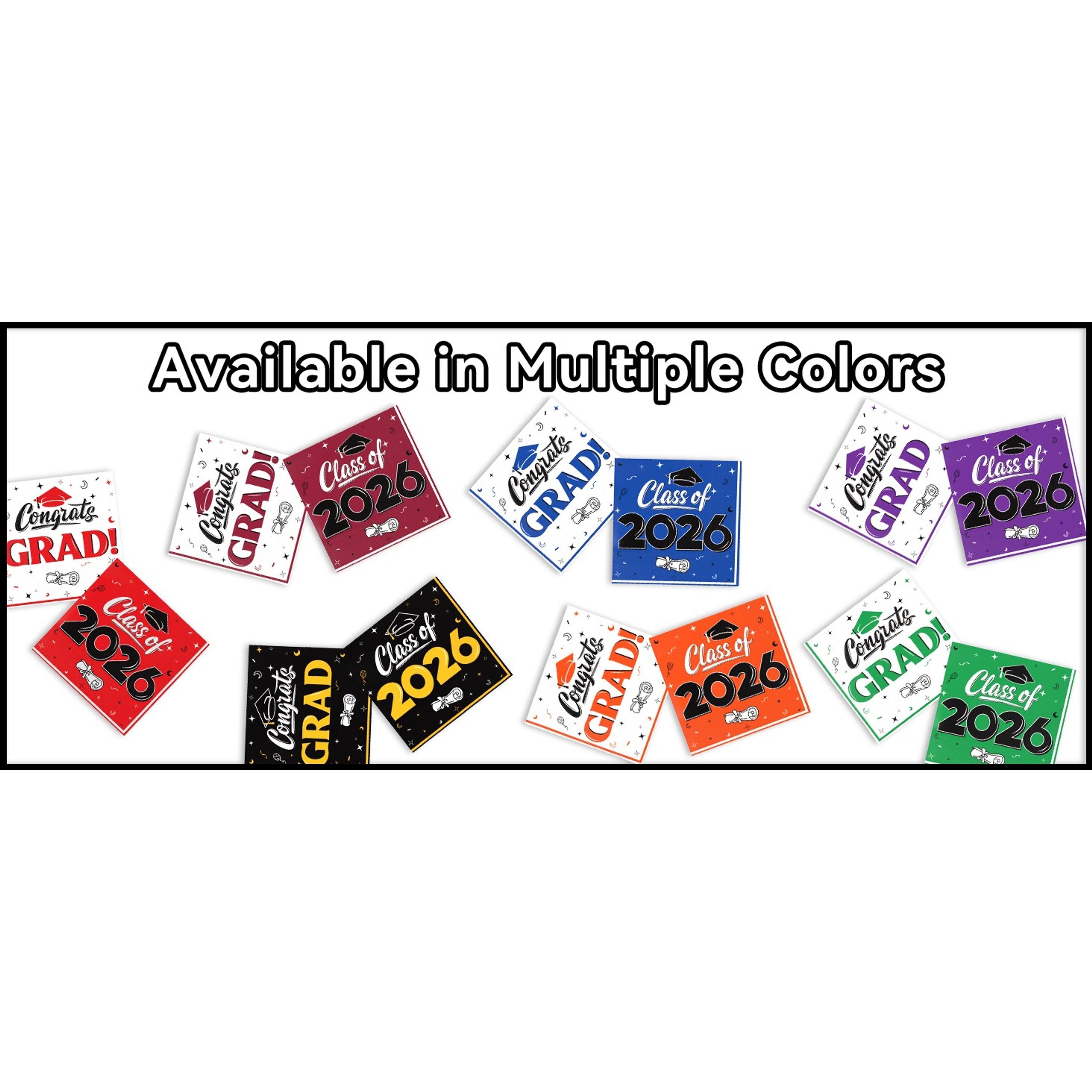 Graduation Cocktail Napkins Class of 2026 80 Pack Congrats Grad Disposable Paper Napkins for College High School Graduation Party Decorations 5x5 Inch Red