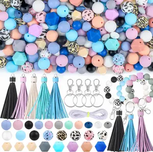 141 count  Beads for  Making Kit 15mm 12mm Round 14mm Polygonal  Loose Beads Bulk for Pens Bracelet Necklace Crafts Making