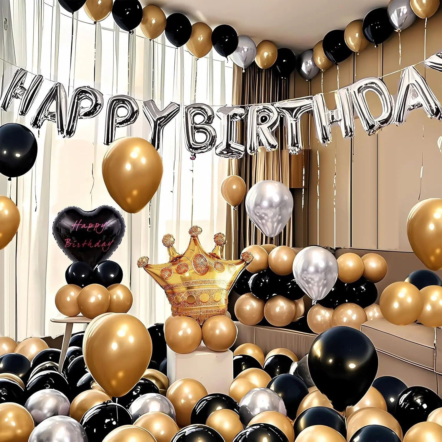 Innens Birthday Balloon Banner Set with HAPPY BIRTHDAY Letters, Festive Balloon Party Supplies for Birthday Decor, Home & Room Enhancement