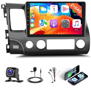 10.1" Android 15 Car Stereo Radio for Honda Civic 2006-2011, 2+64G with Wireless CarPlay (CarPlay Wireless Screen) Android Auto, WiFi, GPS, Mirror Link, Bluetooth, EQ, FM, RDS, SWC + Backup Camera fathersdaygift