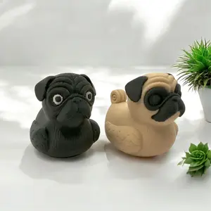 Pug Dog Duck Figurine Black or Tan 3D Printed Dashboard Duck Cruise & Desk Decor USA Made Pet Lover Gift