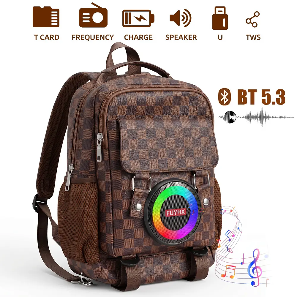 2-Way Carry Multifunctional Speaker Backpack, 3-in-1 Bluetooth Bag, HiFi Wireless Audio, 5500mAh Power Bank, Waterproof LED, Ideal for Watching Games, Outdoor Sports & Party